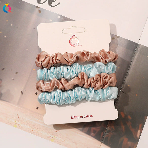 Handmade Satin Hair Tie Set For Women Thin Ponytail Scrunchies With Stylish Personality Design