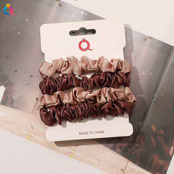 Handmade Satin Hair Tie Set For Women Thin Ponytail Scrunchies With Stylish Personality Design