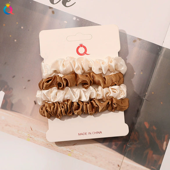 Handmade Satin Hair Tie Set For Women Thin Ponytail Scrunchies With Stylish Personality Design