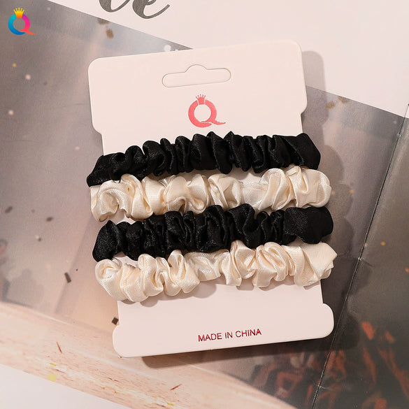 Handmade Satin Hair Tie Set For Women Thin Ponytail Scrunchies With Stylish Personality Design