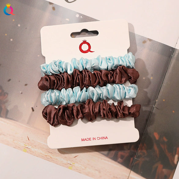 Handmade Satin Hair Tie Set For Women Thin Ponytail Scrunchies With Stylish Personality Design