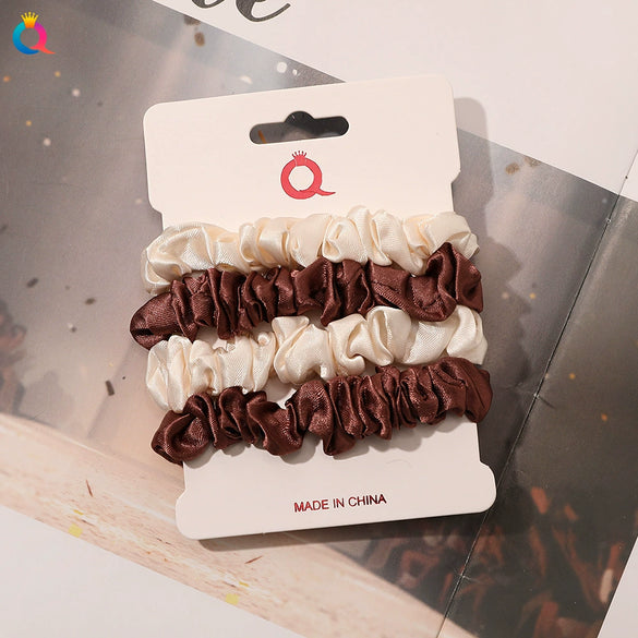 Handmade Satin Hair Tie Set For Women Thin Ponytail Scrunchies With Stylish Personality Design