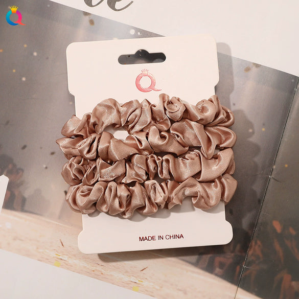Handmade Satin Hair Tie Set For Women Thin Ponytail Scrunchies With Stylish Personality Design