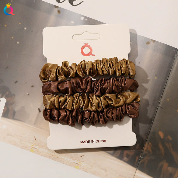 Handmade Satin Hair Tie Set For Women Thin Ponytail Scrunchies With Stylish Personality Design