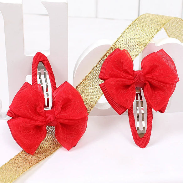 Handmade Silk Double Lace Bow Bb Hair Clip Princess Side Hairpin For Children Girls
