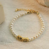 Handmade Silver Natural Pearl Geometric Style Electroplating Bracelet For Women