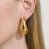 Handmade Smooth Geometric Arcshaped Stainless Steel Earrings With Vacuum Real Gold Plating For Women