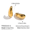 Handmade Smooth Geometric Arcshaped Stainless Steel Earrings With Vacuum Real Gold Plating For Women