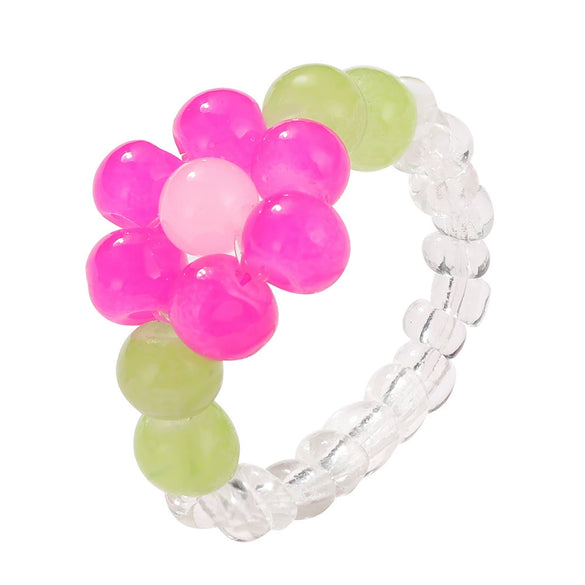 Handmade Soft Pottery Beaded Ring With Letters Numbers Text Pattern For Women