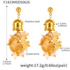 Handmade Stainless Steel And Natural Crystal Geometric Ferris Wheel And Lily Of The Valley Flower Electroplated Earrings For Women