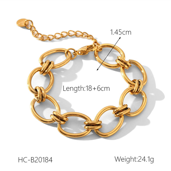 Handmade Stainless Steel Ball Ball Chain Bracelet For Women With Geometric Pattern 18K Gold Plated