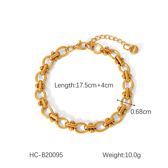 Handmade Stainless Steel Ball Ball Chain Bracelet For Women With Geometric Pattern 18K Gold Plated