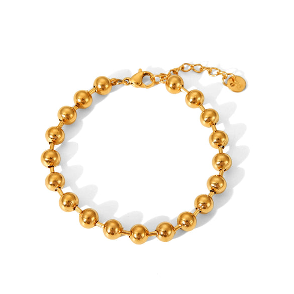 Handmade Stainless Steel Ball Ball Chain Bracelet For Women With Geometric Pattern 18K Gold Plated
