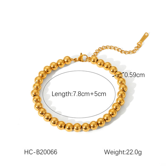 Handmade Stainless Steel Ball Ball Chain Bracelet For Women With Geometric Pattern 18K Gold Plated