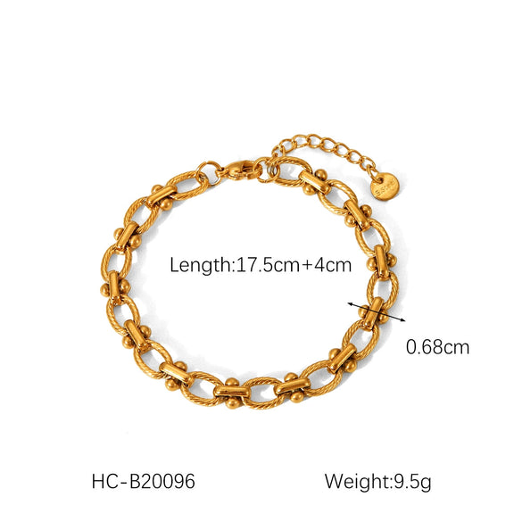 Handmade Stainless Steel Ball Ball Chain Bracelet For Women With Geometric Pattern 18K Gold Plated