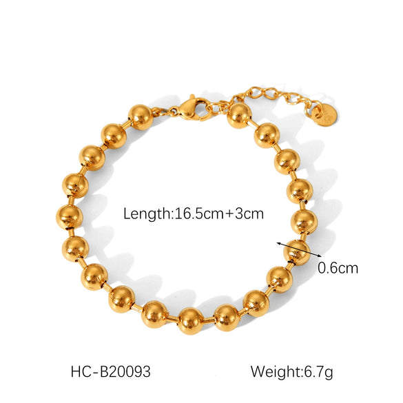 Handmade Stainless Steel Ball Ball Chain Bracelet For Women With Geometric Pattern 18K Gold Plated