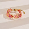 Handmade Stainless Steel Bracelet With Glass Glazed Rhombus Pattern Beads In Bohemian Style