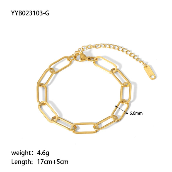 Handmade Stainless Steel Chain Necklace And Bracelet For Women Retro Geometric Style Vacuum Real Gold Electroplating In Pvd Furnace Jewelry Wholesale