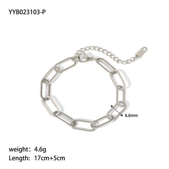 Handmade Stainless Steel Chain Necklace And Bracelet For Women Retro Geometric Style Vacuum Real Gold Electroplating In Pvd Furnace Jewelry Wholesale