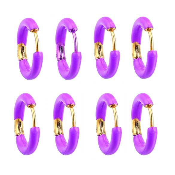 Handmade Stainless Steel Ear Buckle With Enamel Color And Oil Drop Design Geometric Style Electroplated