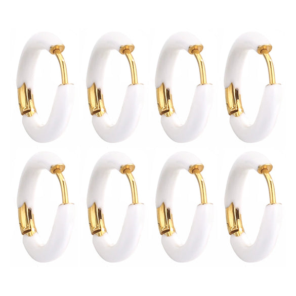 Handmade Stainless Steel Ear Buckle With Enamel Color And Oil Drop Design Geometric Style Electroplated