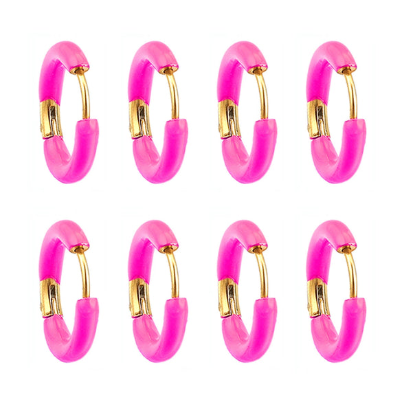 Handmade Stainless Steel Ear Buckle With Enamel Color And Oil Drop Design Geometric Style Electroplated