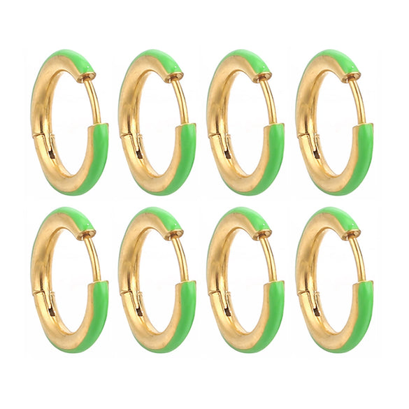 Handmade Stainless Steel Ear Buckle With Enamel Color And Oil Drop Design Geometric Style Electroplated
