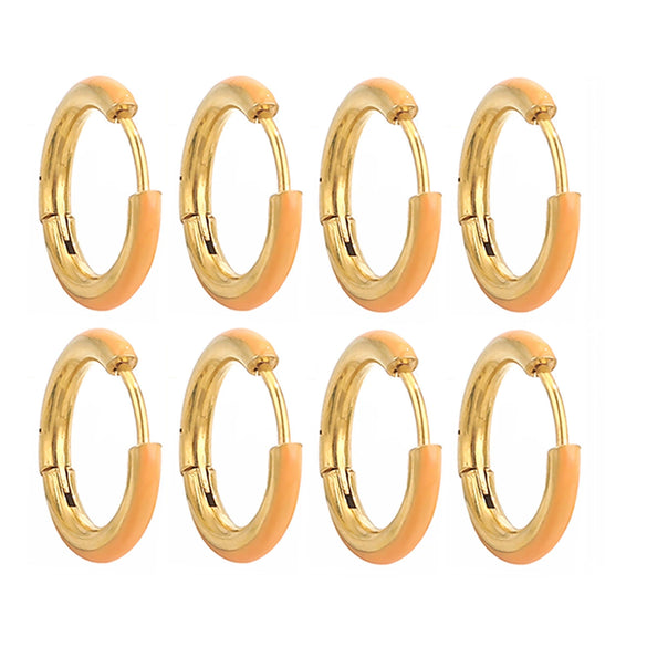 Handmade Stainless Steel Ear Buckle With Enamel Color And Oil Drop Design Geometric Style Electroplated