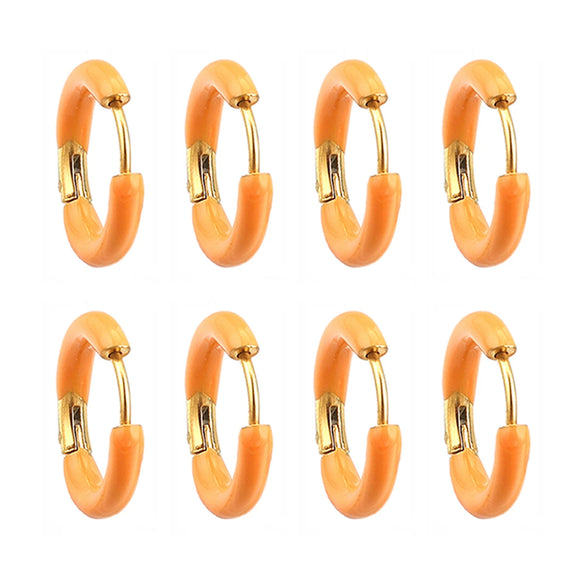 Handmade Stainless Steel Ear Buckle With Enamel Color And Oil Drop Design Geometric Style Electroplated