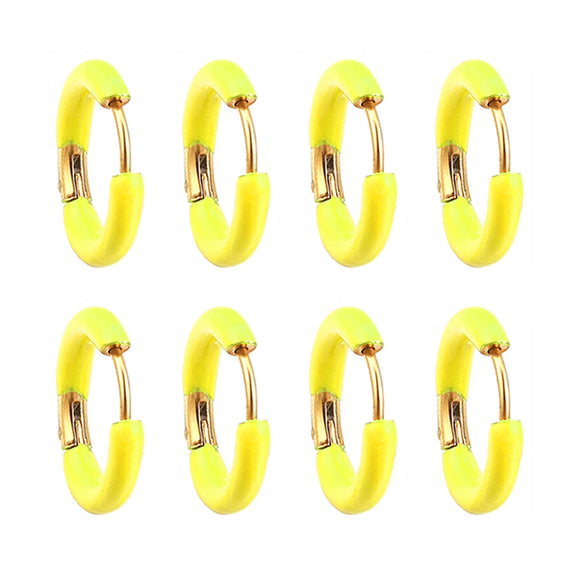 Handmade Stainless Steel Ear Buckle With Enamel Color And Oil Drop Design Geometric Style Electroplated
