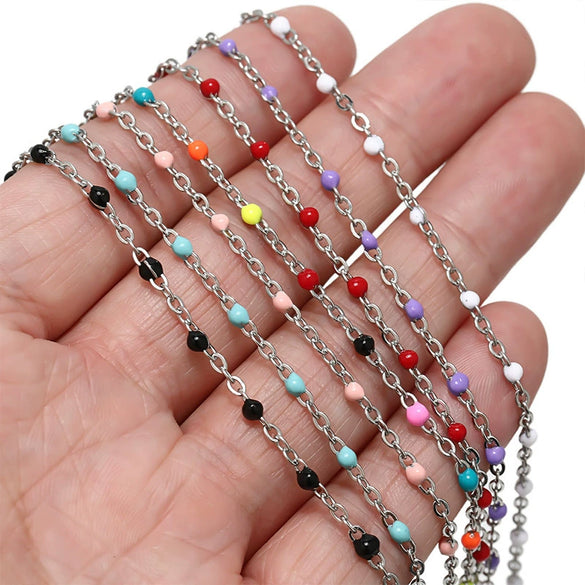 Handmade Stainless Steel Enamel Oil Drop Chain For Necklace And Bracelet Diy Accessories