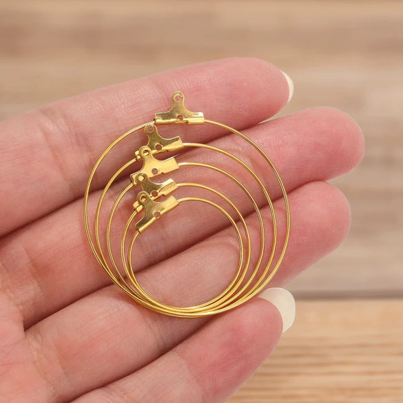Handmade Stainless Steel Geometric Earrings And Hair Accessories With Electroplating