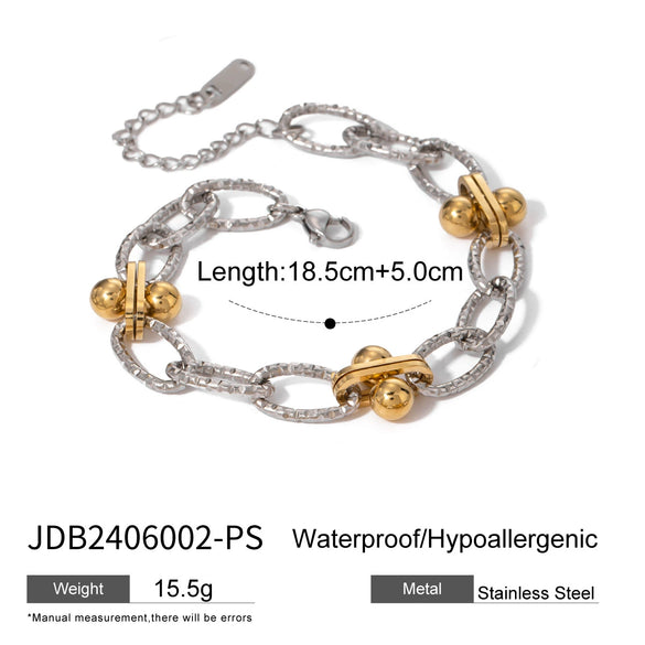 Handmade Stainless Steel Geometric Style Ball Bead Chain Bracelet With Electroplating Jewelry