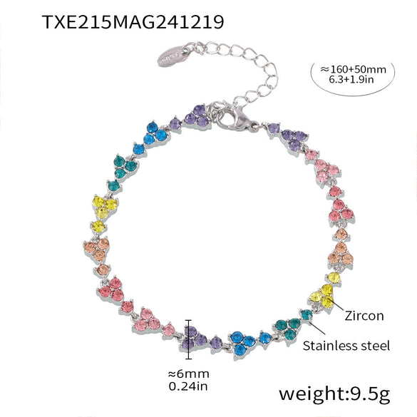Handmade 316L Stainless Steel Inlaid Zircon Light Luxury Clavicle Necklace And Bracelet Set With Electroplating