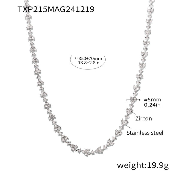 Handmade 316L Stainless Steel Inlaid Zircon Light Luxury Clavicle Necklace And Bracelet Set With Electroplating