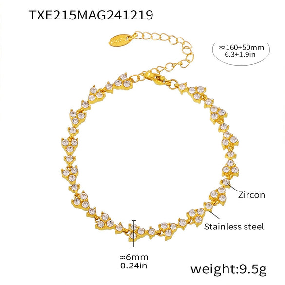 Handmade 316L Stainless Steel Inlaid Zircon Light Luxury Clavicle Necklace And Bracelet Set With Electroplating