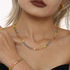Handmade 316L Stainless Steel Inlaid Zircon Light Luxury Clavicle Necklace And Bracelet Set With Electroplating