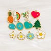 Handmade Stainless Steel Jewelry Accessories Pendant With Dripping Oil Treatment Flower Pineapple Rainbow Love Design
