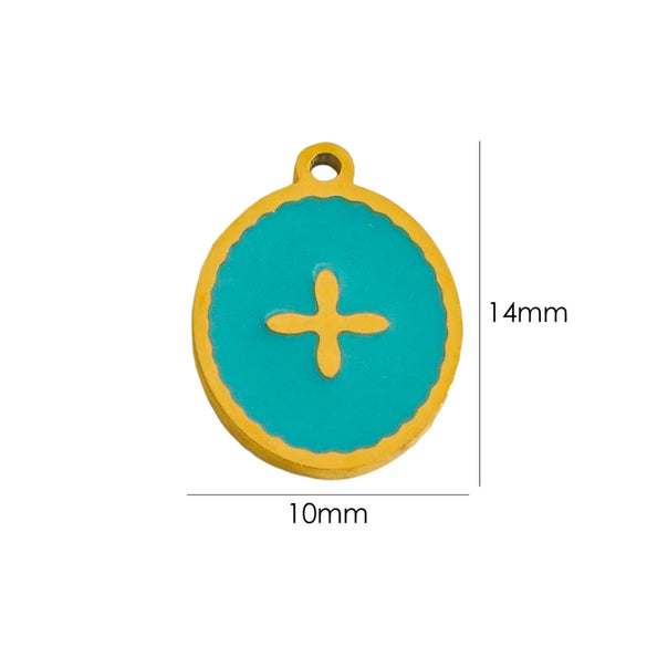 Handmade Stainless Steel Jewelry Accessories Pendant With Dripping Oil Treatment Flower Pineapple Rainbow Love Design