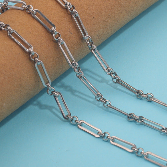 Handmade Stainless Steel Long Oval Compressed Chain Hip Hop Jewelry Accessories Necklace Bracelet With Electroplating