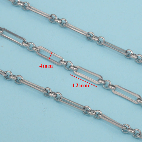 Handmade Stainless Steel Long Oval Compressed Chain Hip Hop Jewelry Accessories Necklace Bracelet With Electroplating
