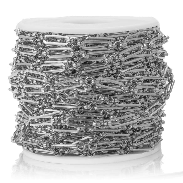 Handmade Stainless Steel Long Oval Compressed Chain Hip Hop Jewelry Accessories Necklace Bracelet With Electroplating