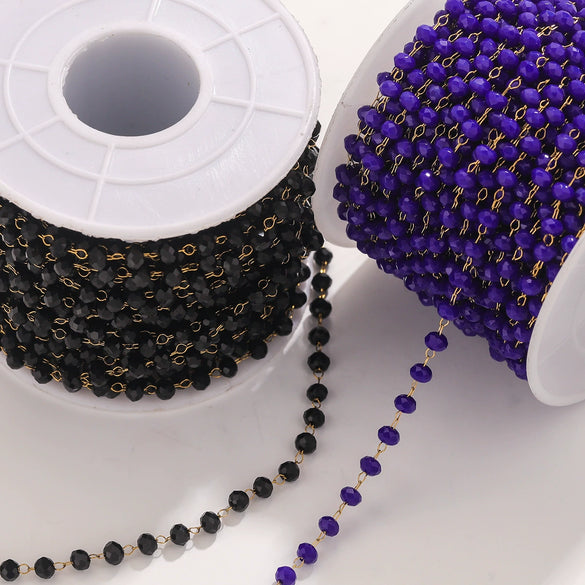 Handmade Stainless Steel Mixed Color Beaded Crystal Chain Clip Jewelry With Vacuum Gold Plating