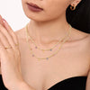 Handmade 316L Stainless Steel Natural Stone Zircon Geometric Beaded Clavicle Necklace For Women Light Luxury Style