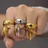 Handmade Stainless Steel Pvd Plated Geometric Tassel Ring For Women Light Luxury Creative Jewelry