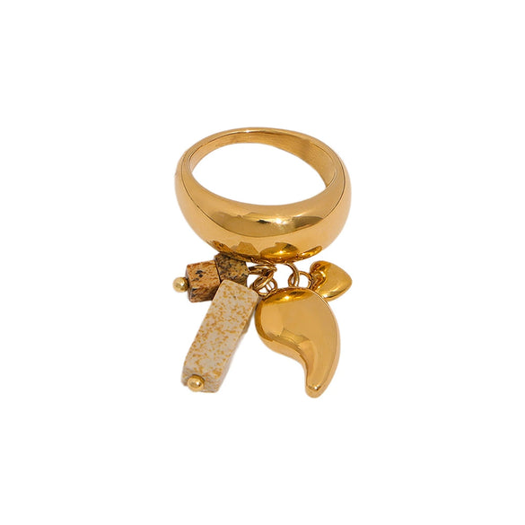 Handmade Stainless Steel Pvd Plated Geometric Tassel Ring For Women Light Luxury Creative Jewelry