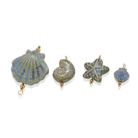 Handmade Stainless Steel Shell Conch And Heart Shape Pendant For Jewelry With Electroplating Retro Style