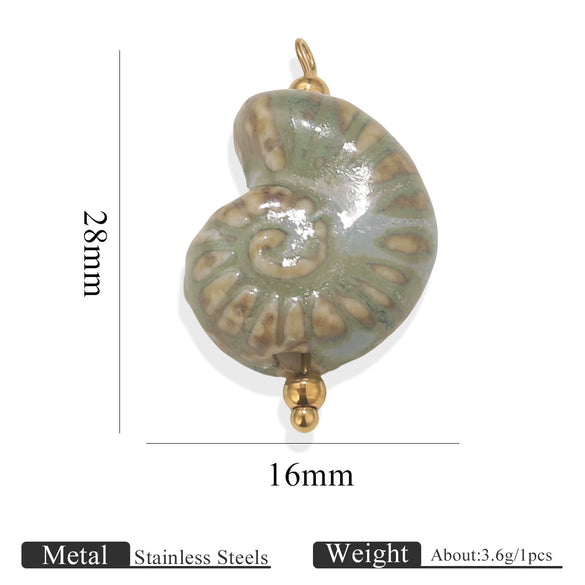 Handmade Stainless Steel Shell Conch And Heart Shape Pendant For Jewelry With Electroplating Retro Style