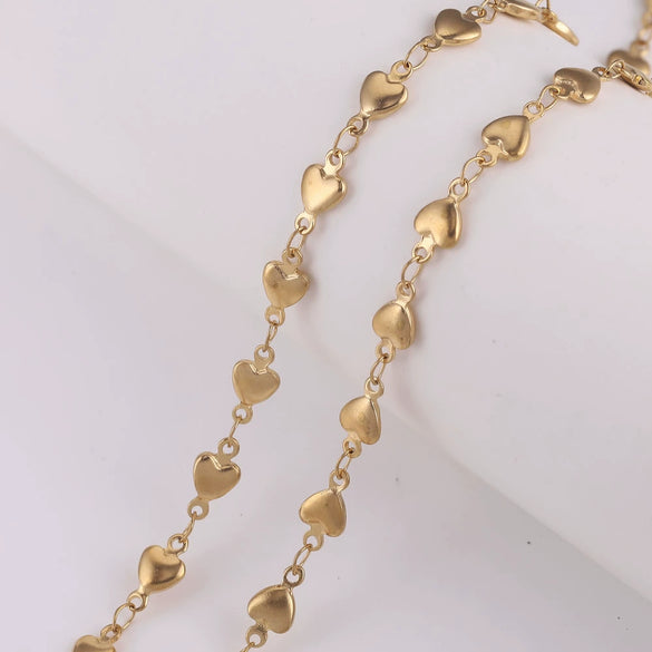 Handmade Stainless Steel Vacuum Chain With Golden Heart Cross Frame And Five Pointed Star For Diy Necklace Accessories Electroplated