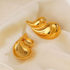 Handmade Stainless Steel Water Drop Shape Hiphop Women's Earrings 18K Goldplated